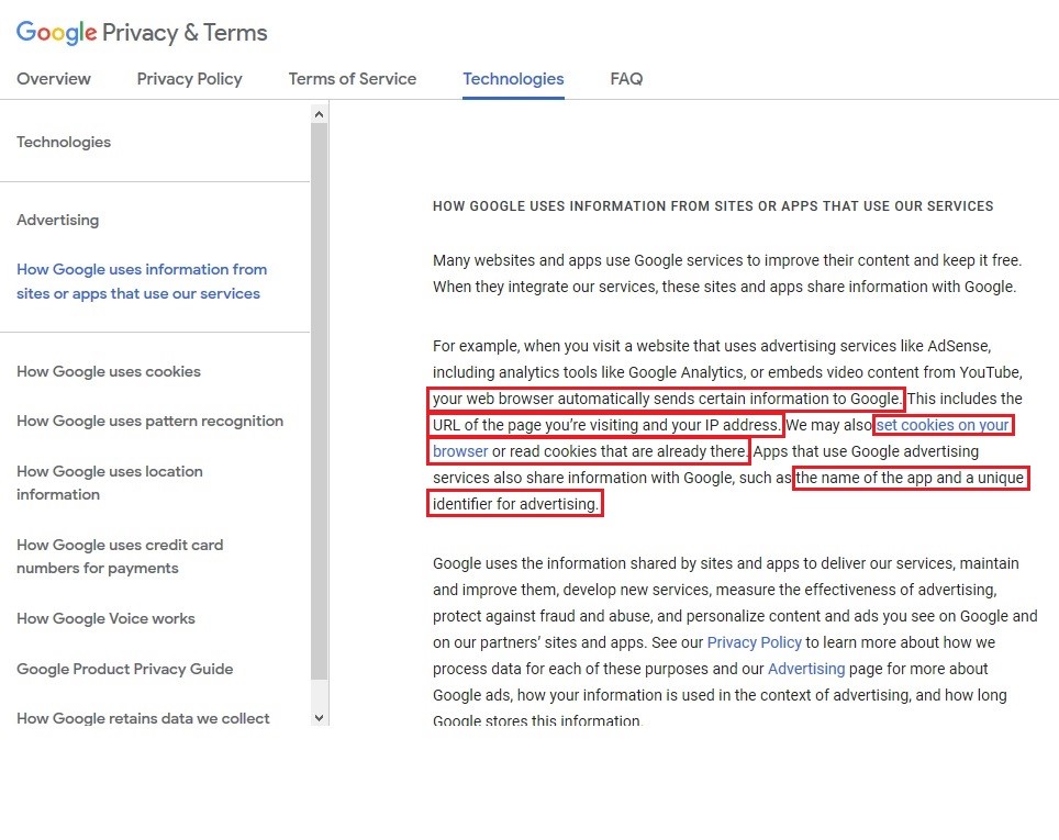Google Privacy Terms