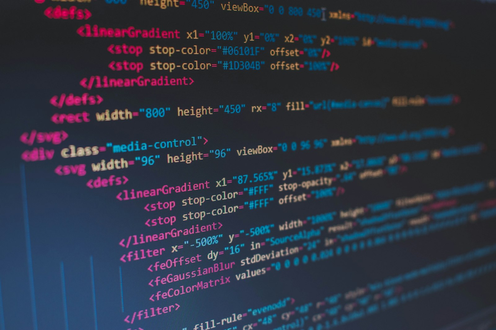 HTML code on a screen